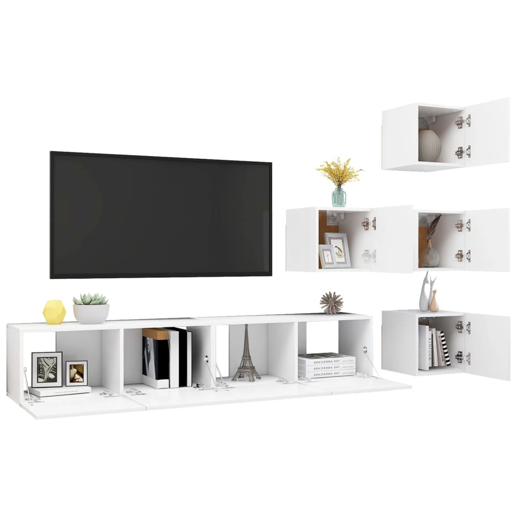 -Delige Tv-Meubelset Spaanplaat 6 80 x 30 x 30 cm Wit