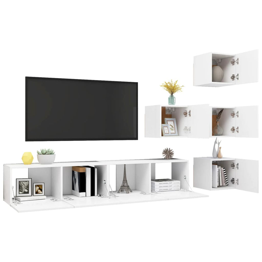 -Delige Tv-Meubelset Spaanplaat 6 80 x 30 x 30 cm Wit