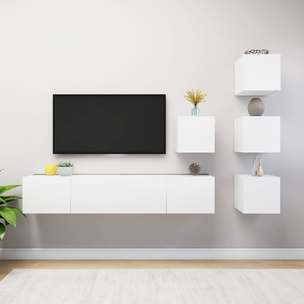 -Delige Tv-Meubelset Spaanplaat 6 80 x 30 x 30 cm Wit