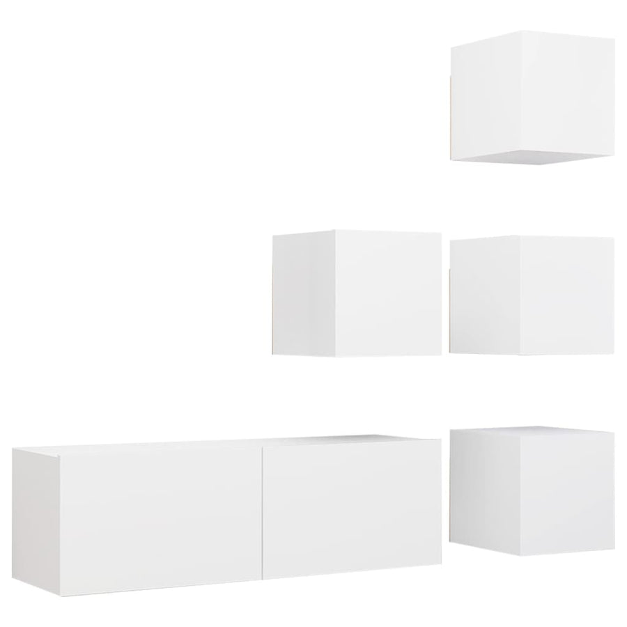 -Delige Tv-Meubelset Spaanplaat 5 100 x 30 x 30 cm Wit