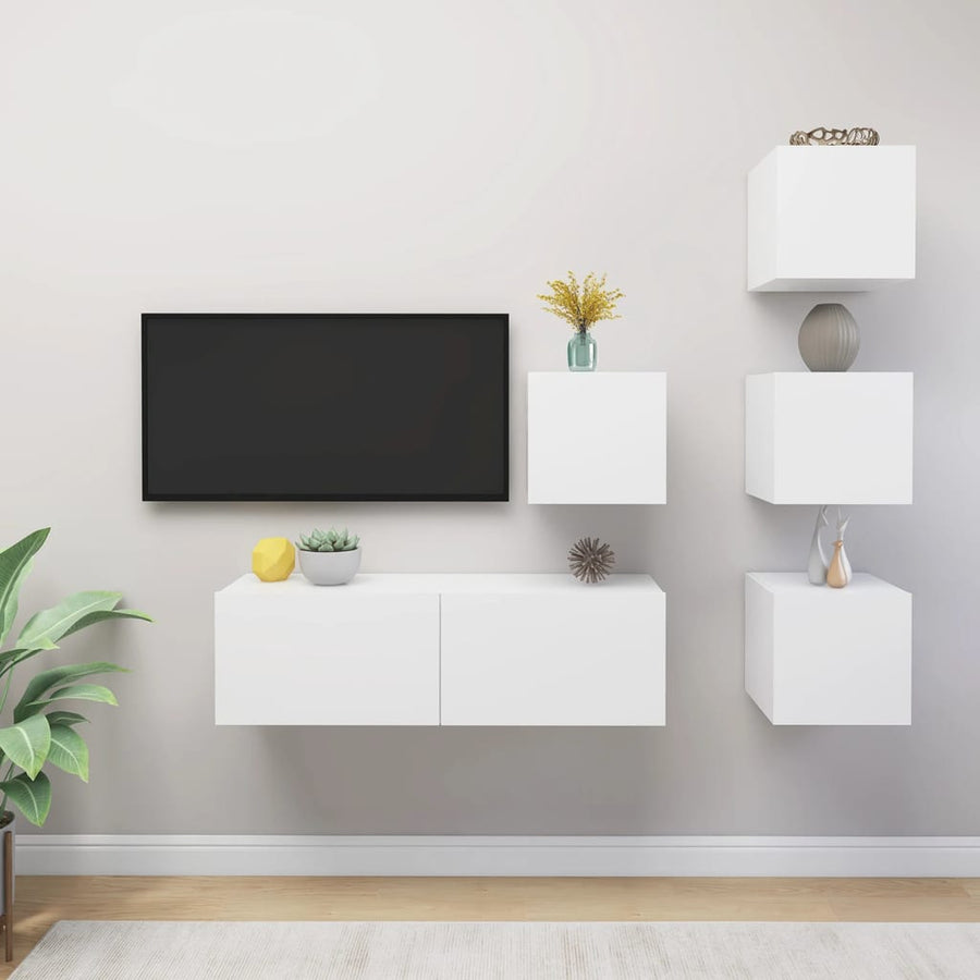 -Delige Tv-Meubelset Spaanplaat 5 100 x 30 x 30 cm Wit