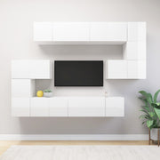 10-Piece TV Unit Set Particle Board White