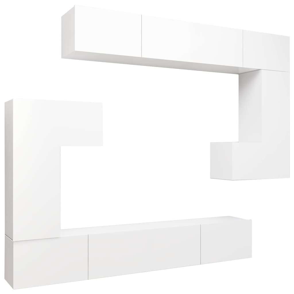 -Delige Tv-Meubelset Bewerkt Hout 8 100 x 30 x 30 cm Wit
