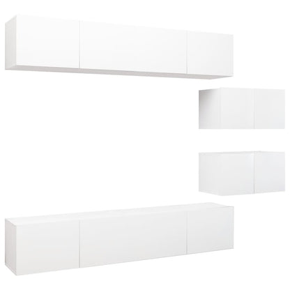 6-Delige Tv-Meubelset Spaanplaat Wit