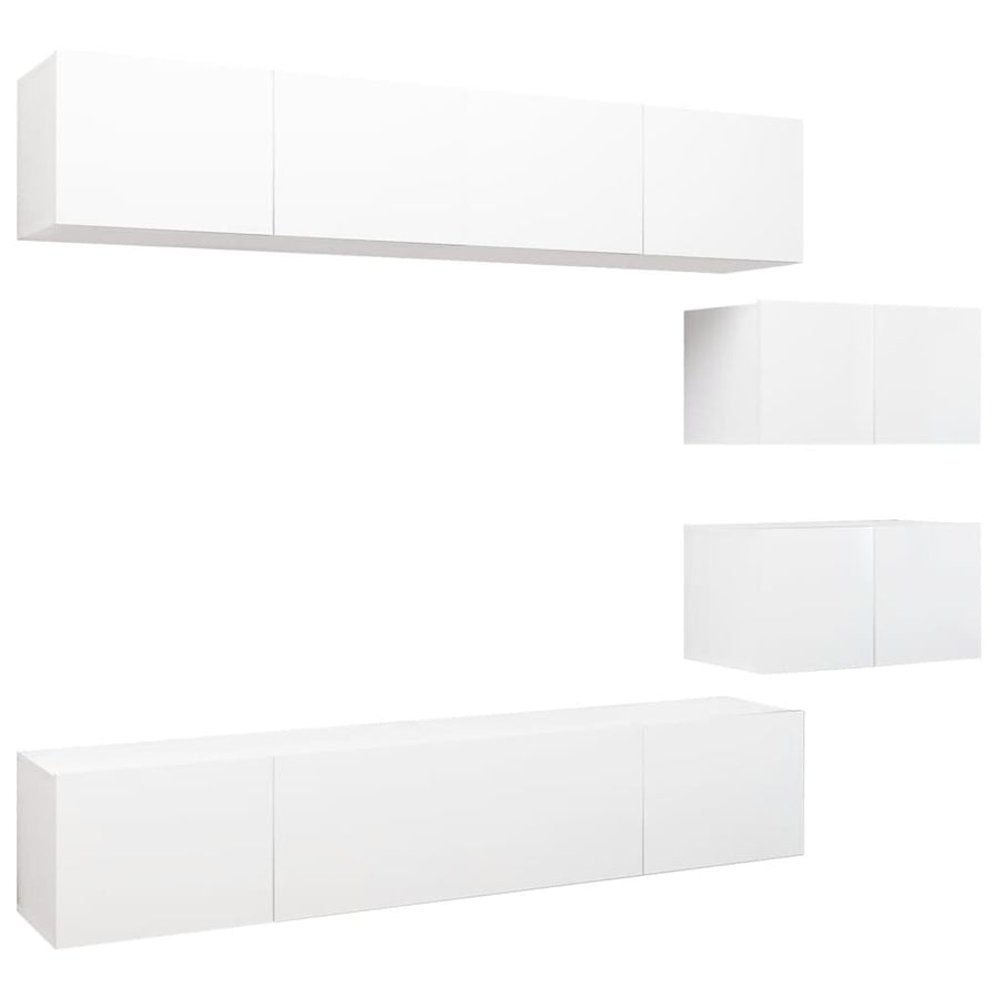 6-Delige Tv-Meubelset Spaanplaat Wit
