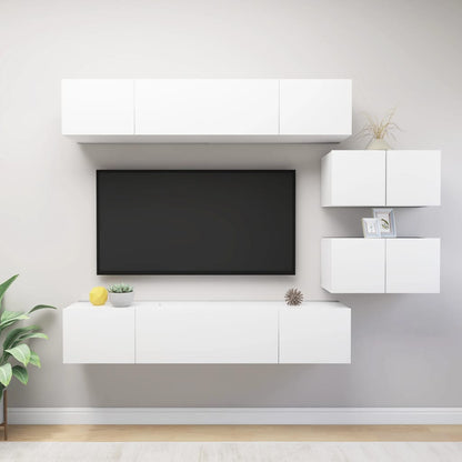 6-Delige Tv-Meubelset Spaanplaat Wit