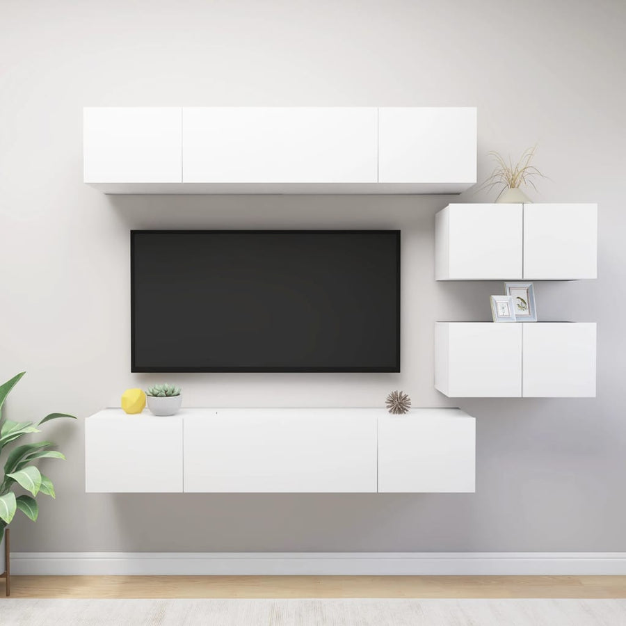 6-Delige Tv-Meubelset Spaanplaat Wit
