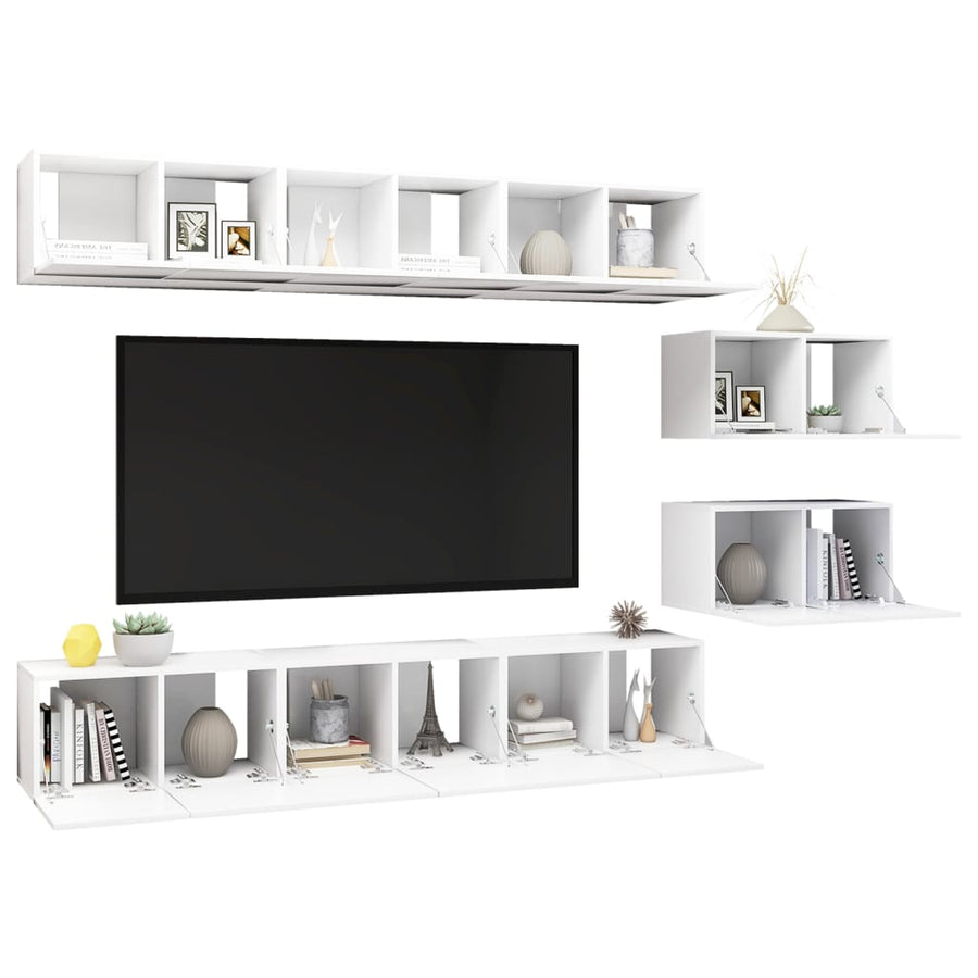 Tv-meubelen 8 st bewerkt hout wit
