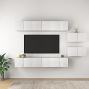 Tv-meubel set 8 stuks bewerkt hout wit