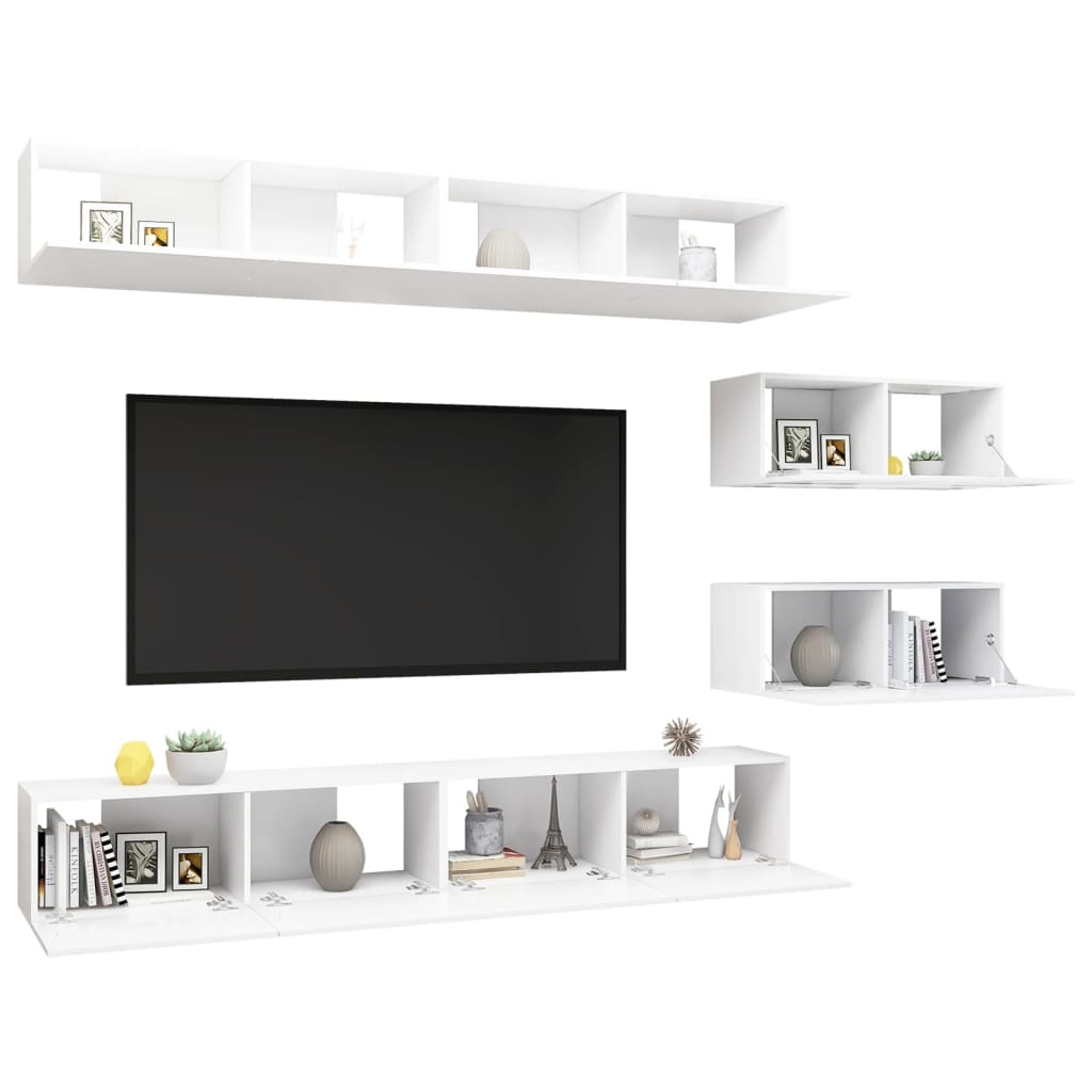 -Delige Tv-Meubelset Spaanplaat 6 100 x 30 x 30 cm Wit