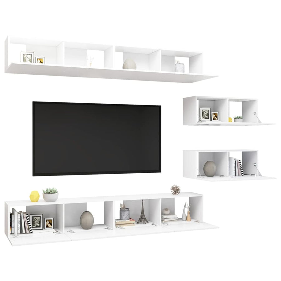 -Delige Tv-Meubelset Spaanplaat 6 100 x 30 x 30 cm Wit