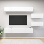 6-piece TV cabinet set, engineered wood, white