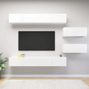 Tv-meubelset 6-delig bewerkt hout 100 cm wit