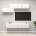 7-piece TV unit set engineered wood white