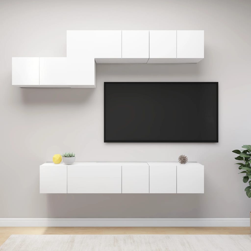 -Delige Tv-Meubelset Spaanplaat 7 60 x 30 x 30 cm Wit