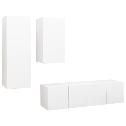 4-Delige Tv-Meubelset Bewerkt Hout 60 cm Wit
