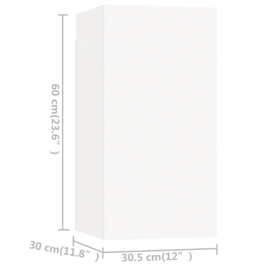 4-Delige Tv-Meubelset Bewerkt Hout 60 cm Wit