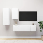 Tv-meubelset 4-delig bewerkt hout wit hangend