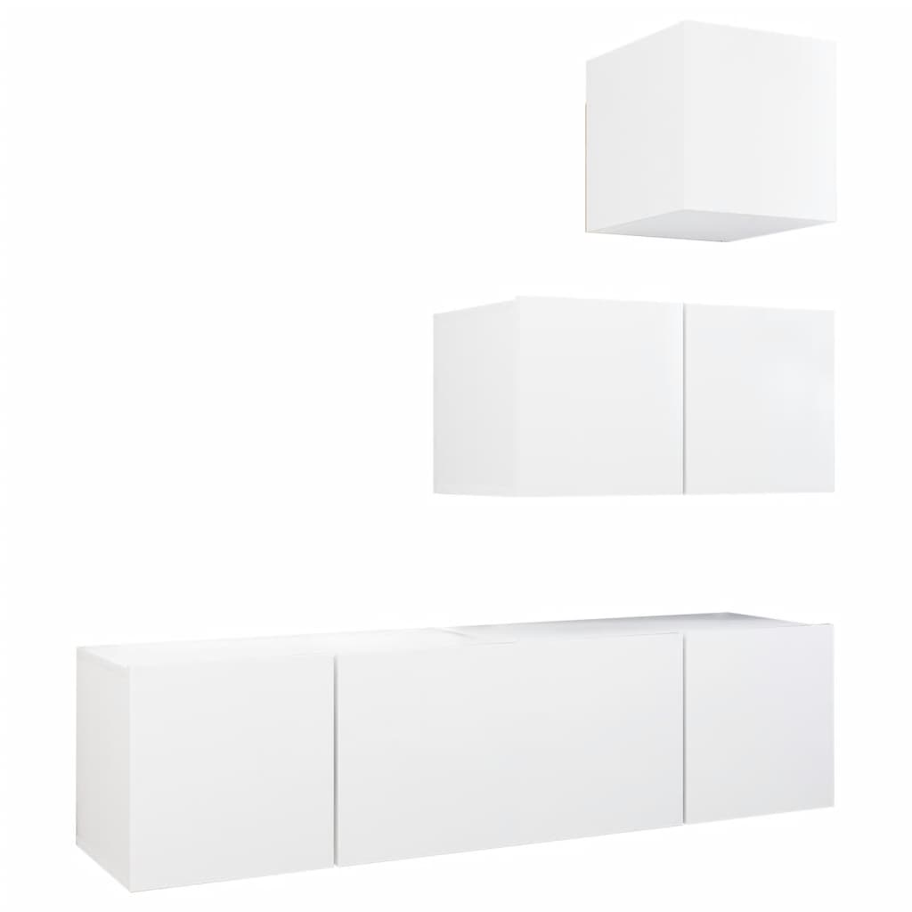 4-Delige Tv-Meubelset Spaanplaat 60 x 30 x 30 cm Wit