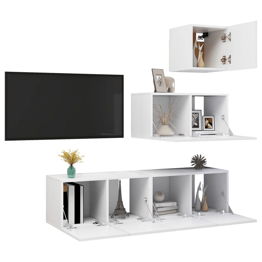4-Delige Tv-Meubelset Spaanplaat 60 x 30 x 30 cm Wit