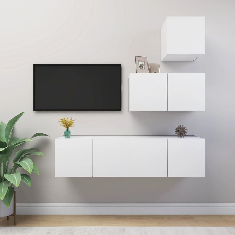 4-Delige Tv-Meubelset Spaanplaat 60 x 30 x 30 cm Wit