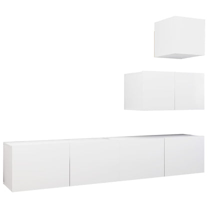 4-Delige Tv-Meubelset Bewerkt Hout 60/80 cm