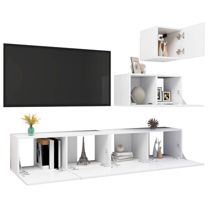 4-Delige Tv-Meubelset Bewerkt Hout 60/80 cm