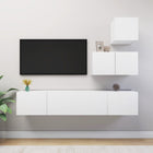 Tv-meubelset 4-delig bewerkt hout wit 60/80 cm