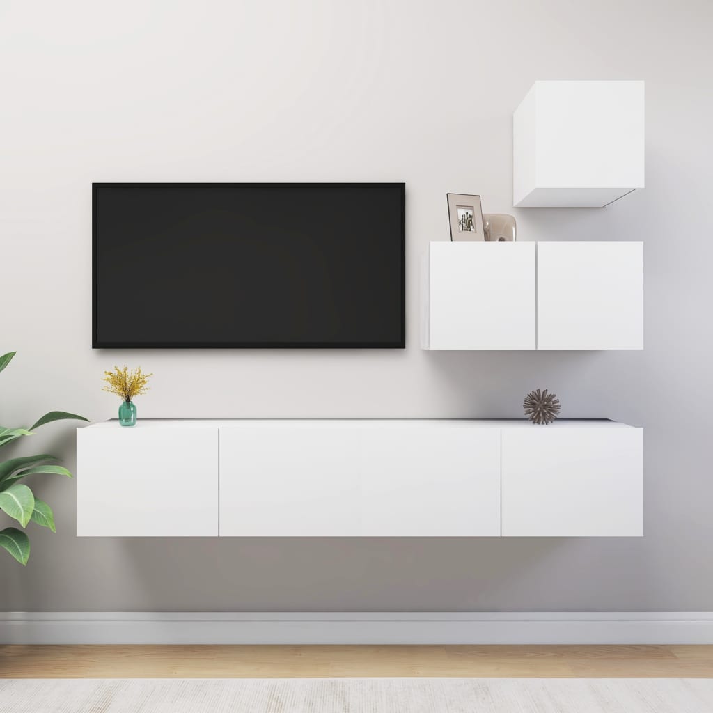 4-Delige Tv-Meubelset Bewerkt Hout 60/80 cm