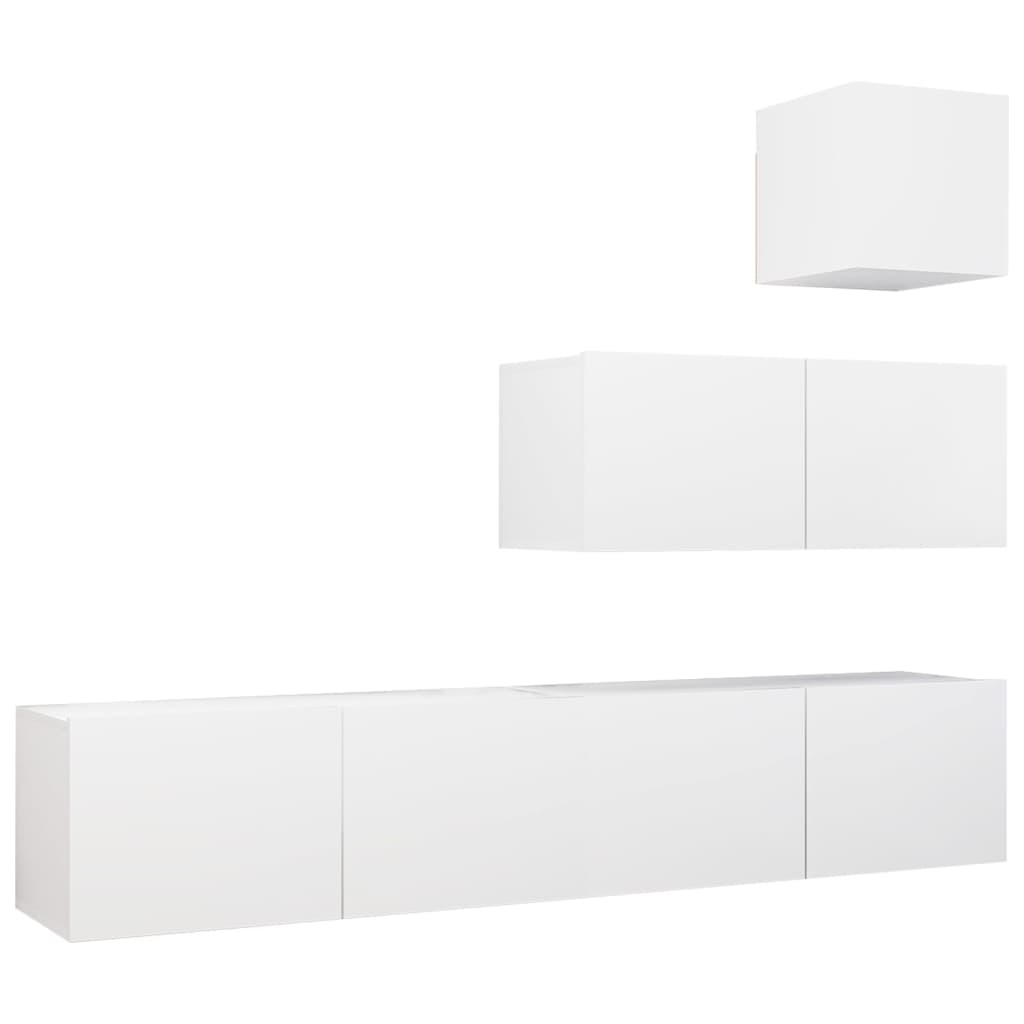 4-Delige Tv-Meubelset Spaanplaat 80 x 30 x 30 cm Wit