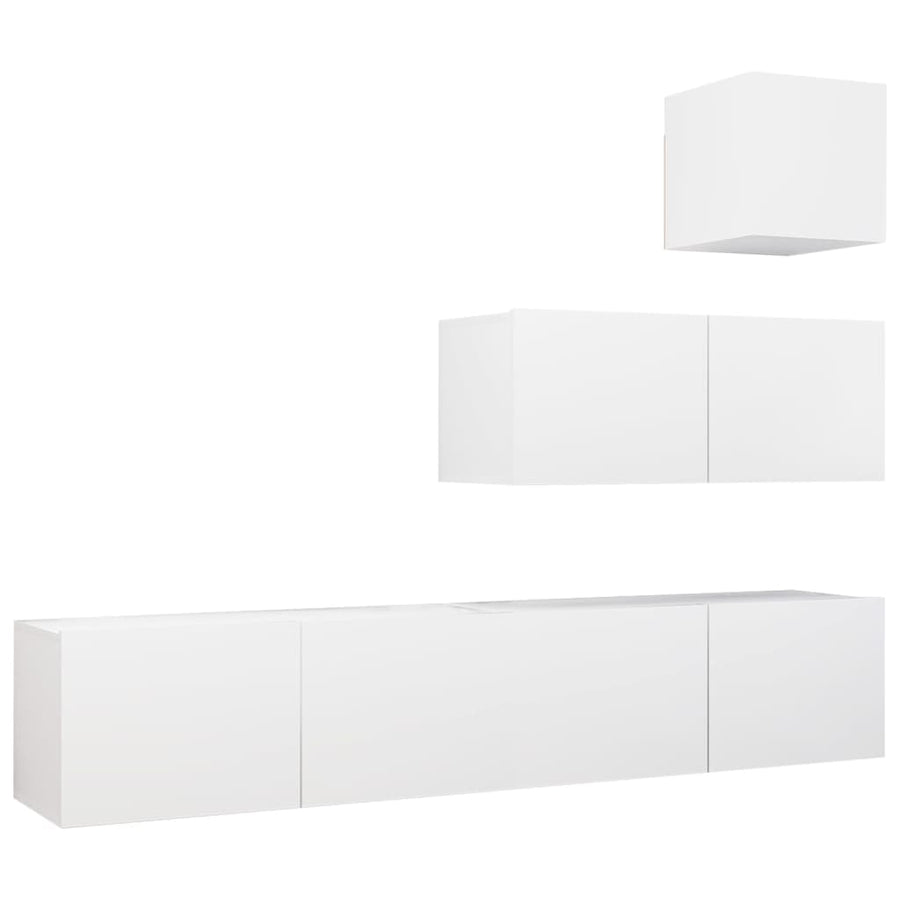 4-Delige Tv-Meubelset Spaanplaat 80 x 30 x 30 cm Wit