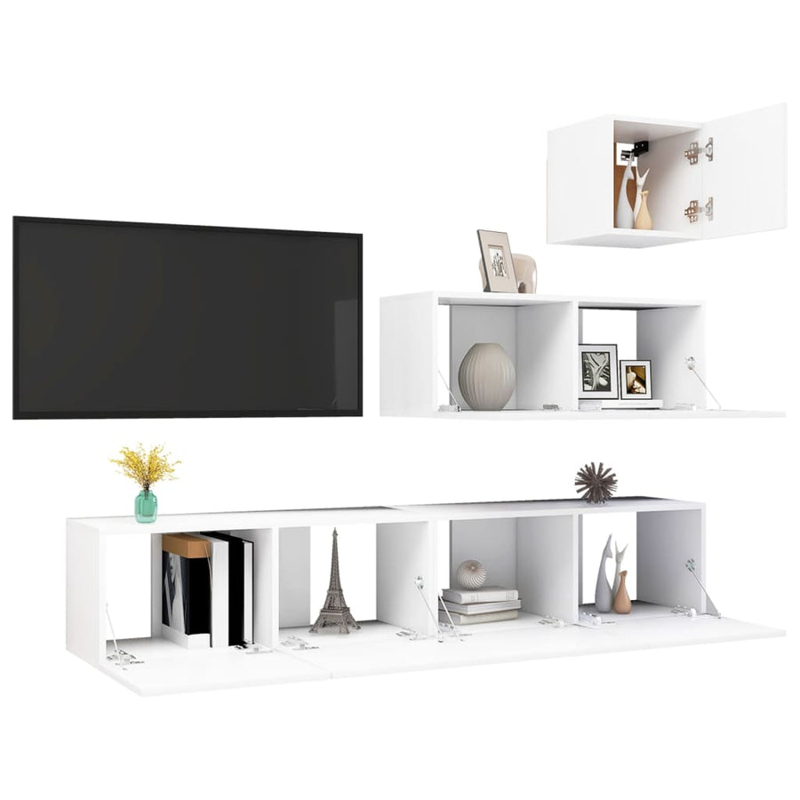 4-Delige Tv-Meubelset Spaanplaat 80 x 30 x 30 cm Wit
