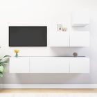 4-piece TV unit set distressed wood white