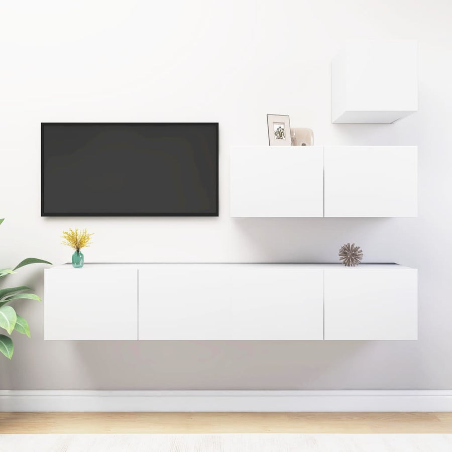 4-Delige Tv-Meubelset Spaanplaat 80 x 30 x 30 cm Wit