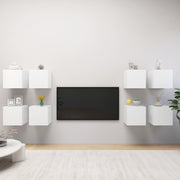Tv-meubel 30,5x30x30 cm 8 stuks wit bewerkt hout