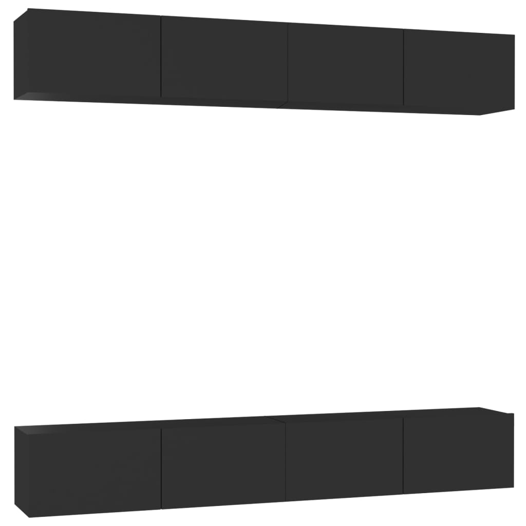 Tv-meubelen 4 st 100x30x30 cm bewerkt hout zwart