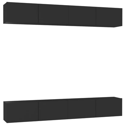Tv-meubelen 4 st 100x30x30 cm bewerkt hout zwart