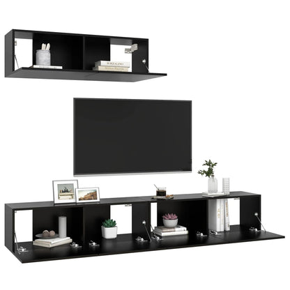 Tv-meubelen 3 st bewerkt hout zwart