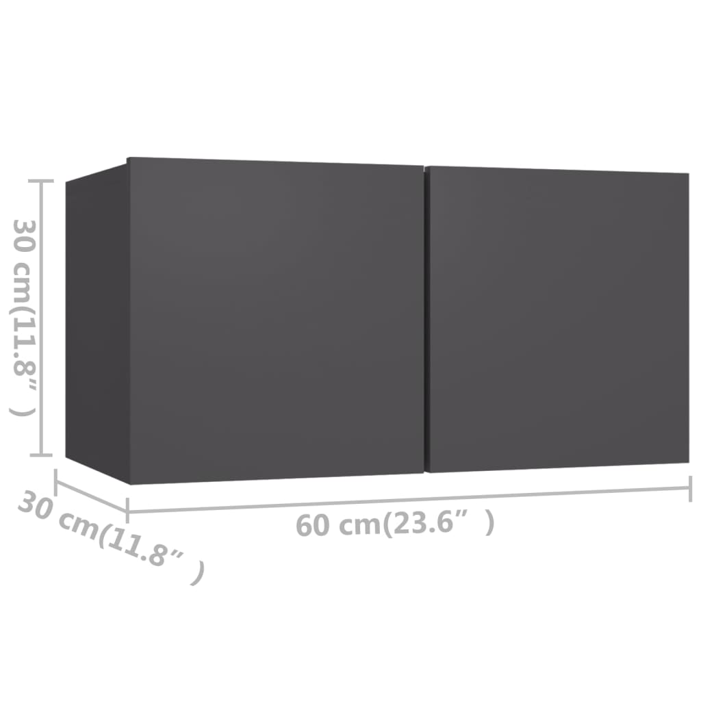 6-delige Tv-meubelset bewerkt hout grijs