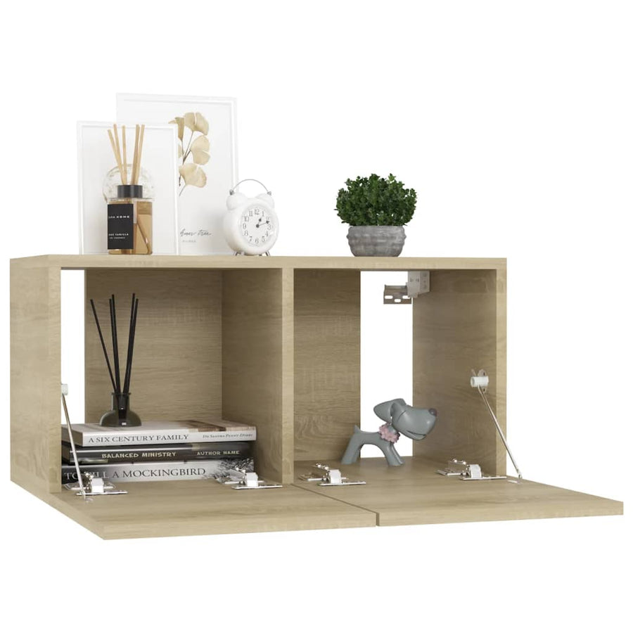 8-Delige Tv-Meubelset Bewerkt Hout Kleurig 60 x 30 x 30 cm (4 pcs) Sonoma eiken
