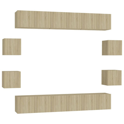 10-Delige Tv-Meubelset Bewerkt Hout Kleurig 60 x 30 x 30 cm (6 pcs) Sonoma eiken