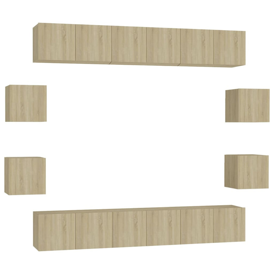 10-Delige Tv-Meubelset Bewerkt Hout Kleurig 60 x 30 x 30 cm (6 pcs) Sonoma eiken