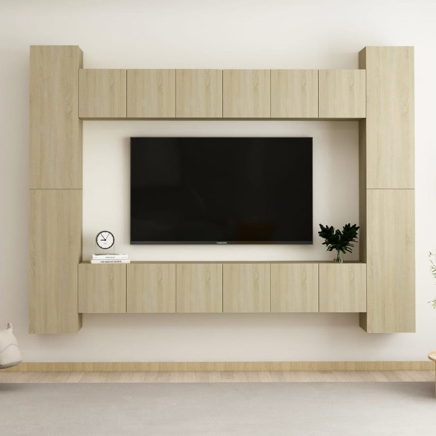 10-Delige Tv-Meubelset Bewerkt Hout Sonoma Eikenkleurig