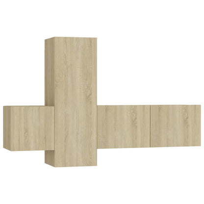 3-Delige Tv-Meubelset Spaanplaat Kleurig 80 x 30 x 30 cm Sonoma eiken