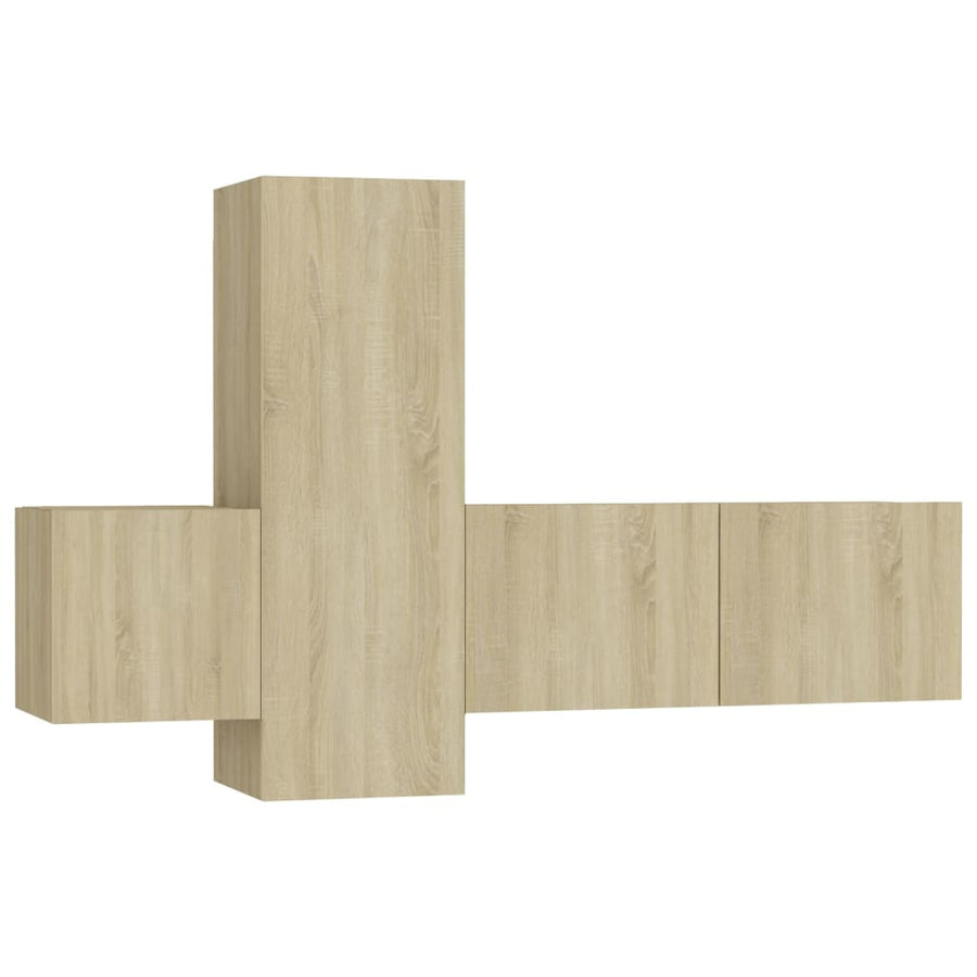 3-Delige Tv-Meubelset Spaanplaat Kleurig 80 x 30 x 30 cm Sonoma eiken