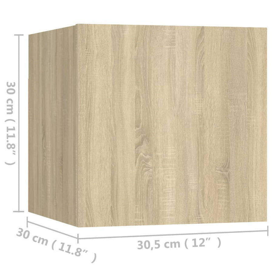3-Delige Tv-Meubelset Spaanplaat Kleurig 80 x 30 x 30 cm Sonoma eiken