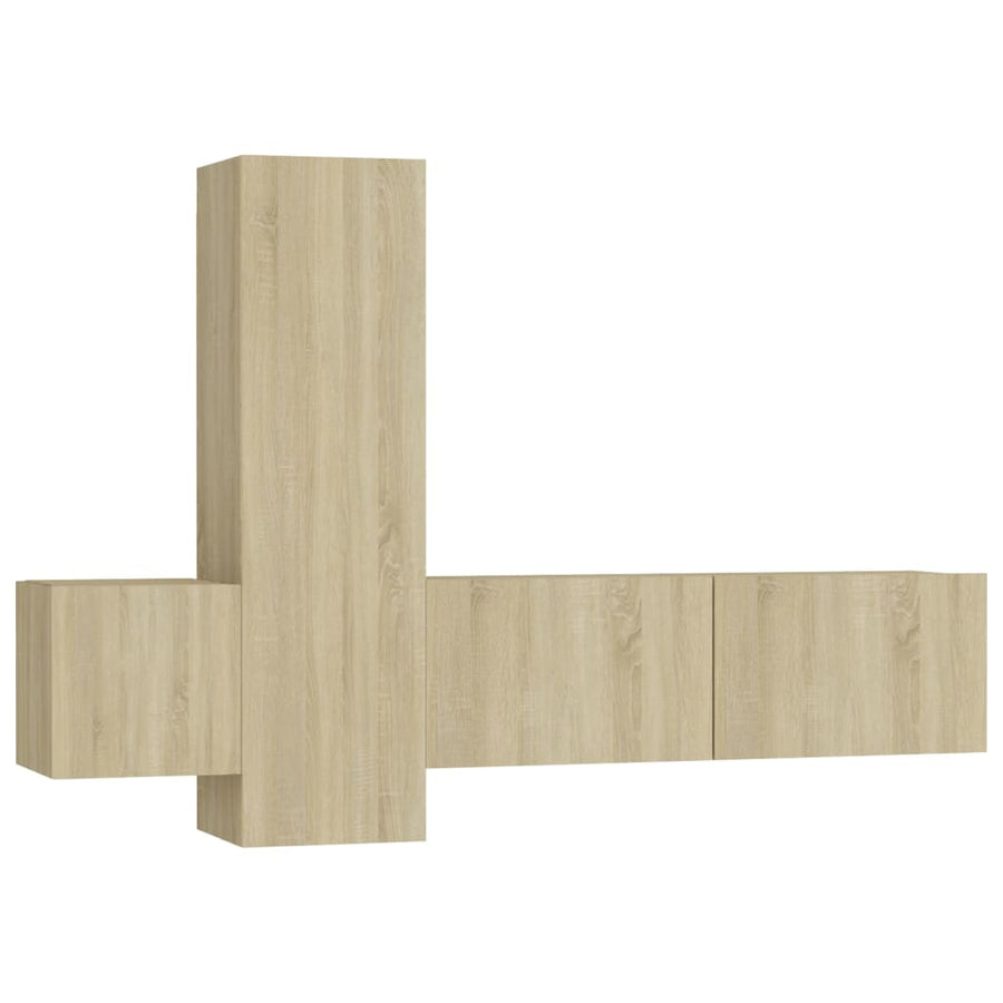 3-Delige Tv-Meubelset Spaanplaat Kleurig 100 x 30 x 30 cm Sonoma eiken