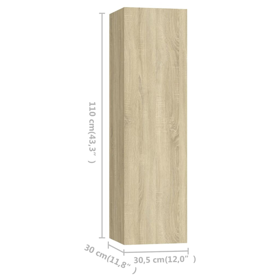 3-Delige Tv-Meubelset Spaanplaat Kleurig 100 x 30 x 30 cm Sonoma eiken