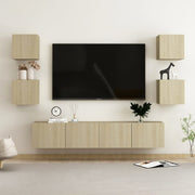 Tv-meubelset 6 delen bewerkt hout sonoma eiken