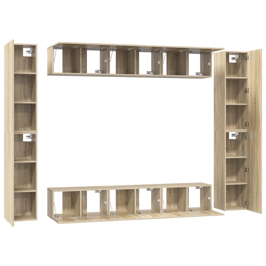 10-Delige Tv-Meubelset Bewerkt Hout Sonoma Eikenkleurig